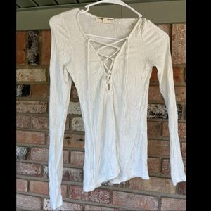 Small cream tie up long sleeve
